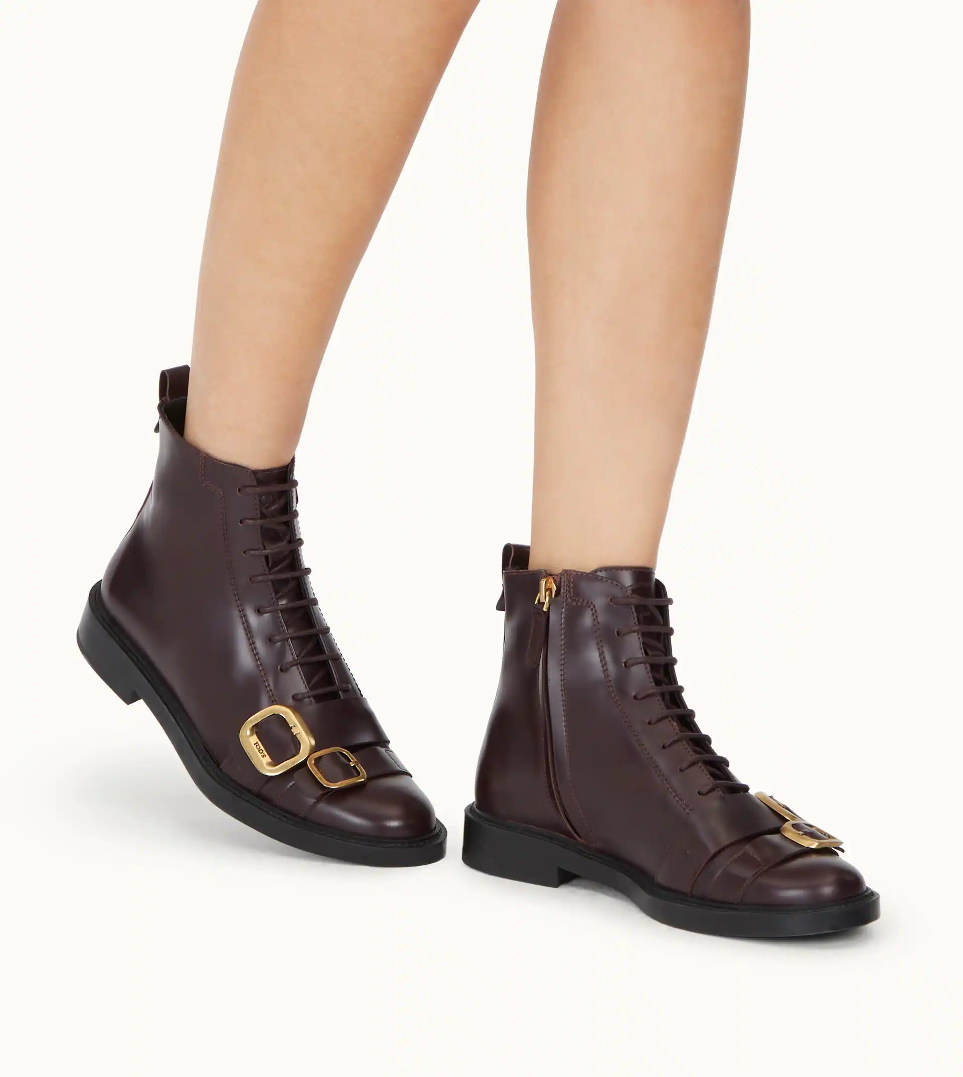 ANKLE BOOTS IN LEATHER - BURGUNDY - 2