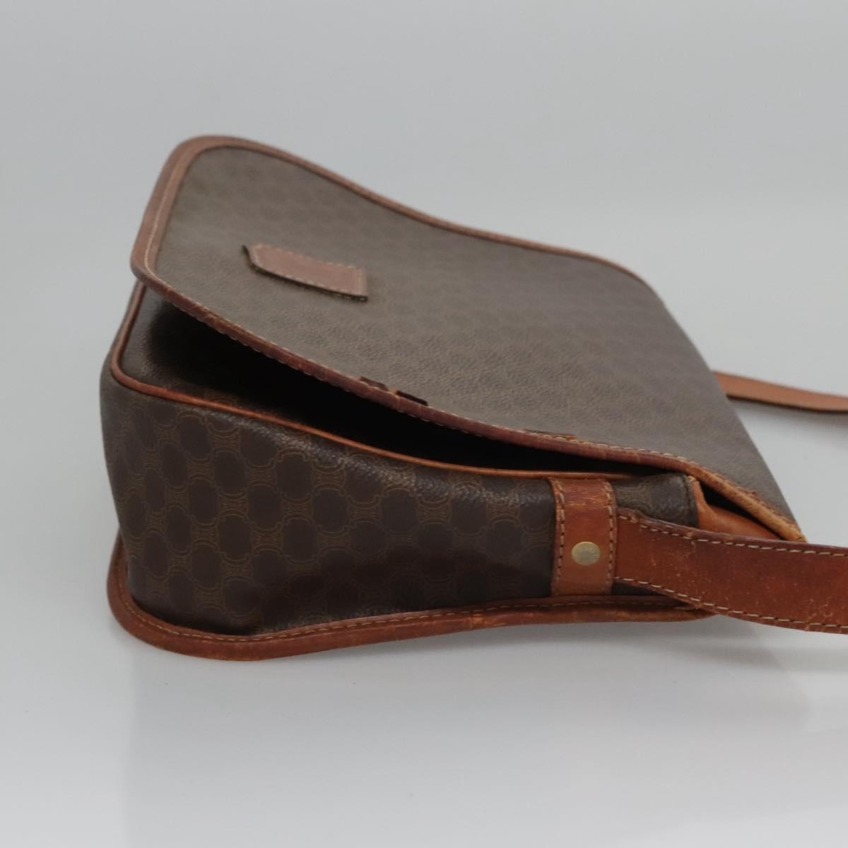CELINE Macadam Canvas Shoulder Bag Pvc Leather Brown - 4