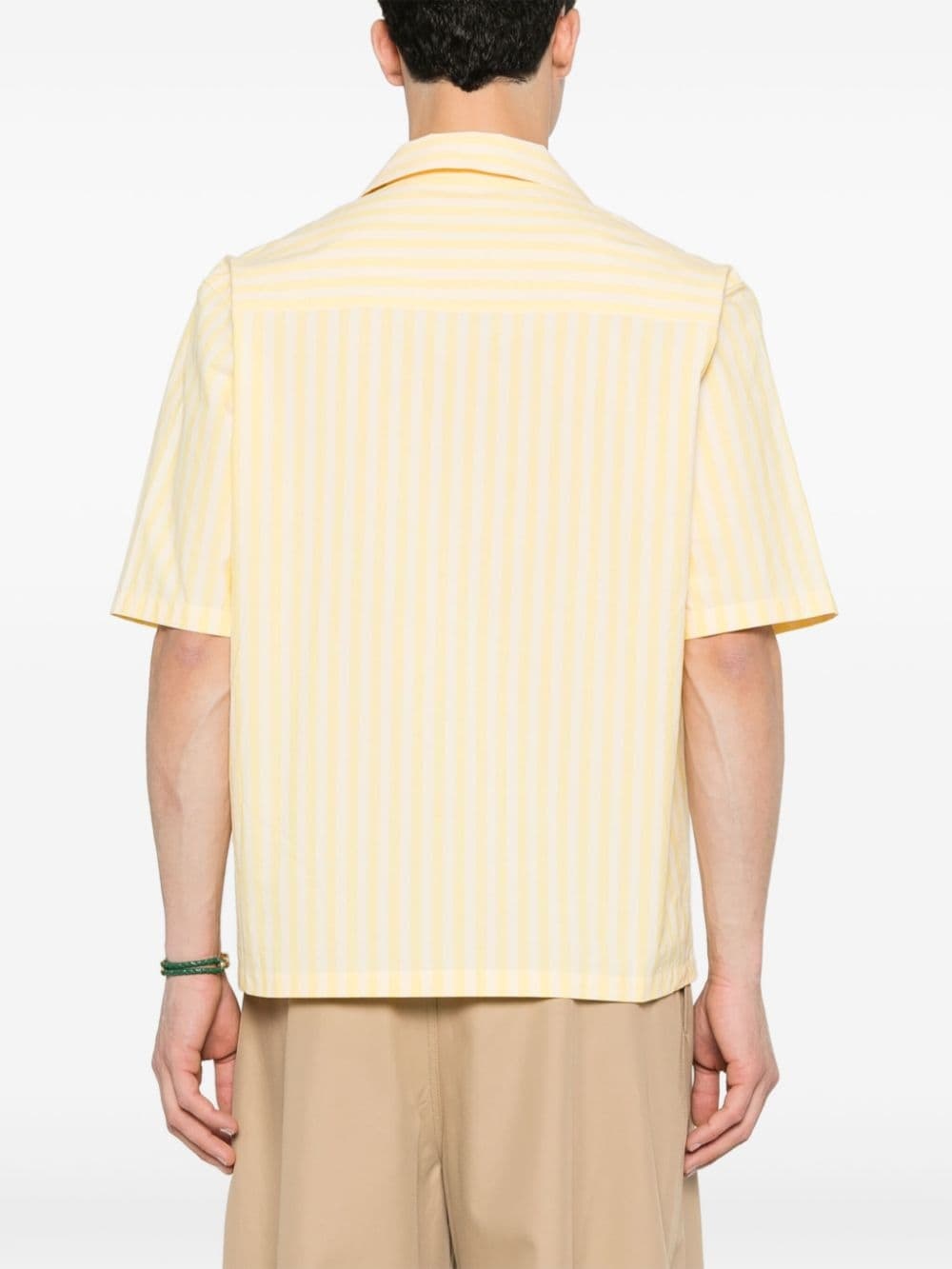 logo-patch striped shirt - 4