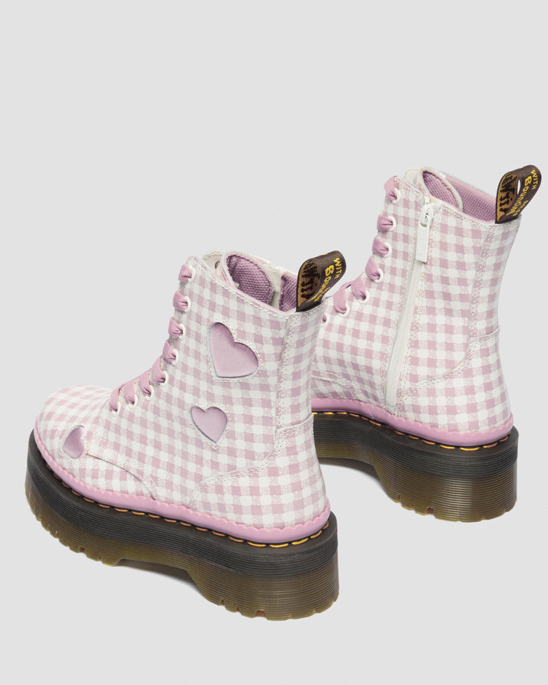 JADON HEART Gingham Leather Platform Boots 9