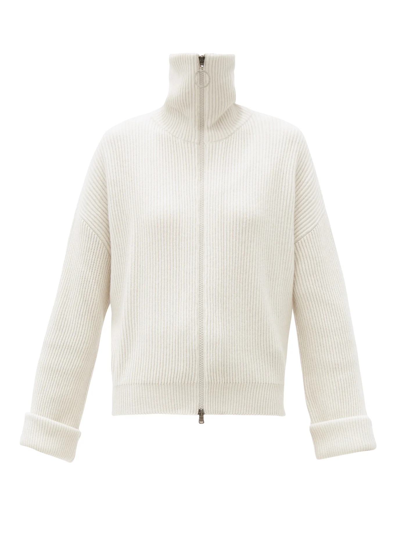 Zipped ribbed cashmere cardigan - 1