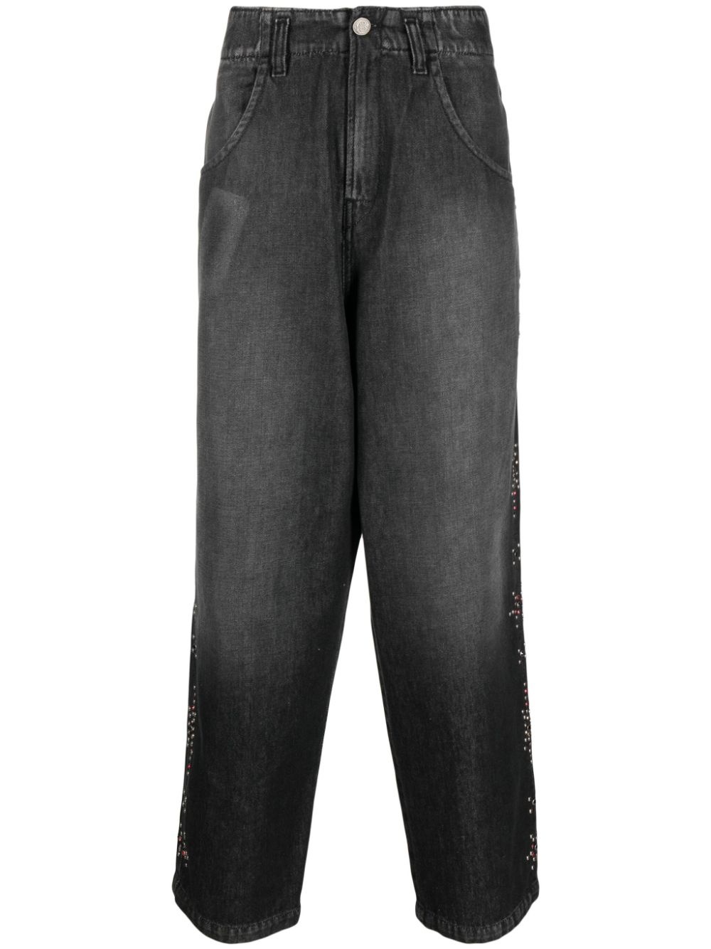 stud-embellished wide-leg jeans - 1
