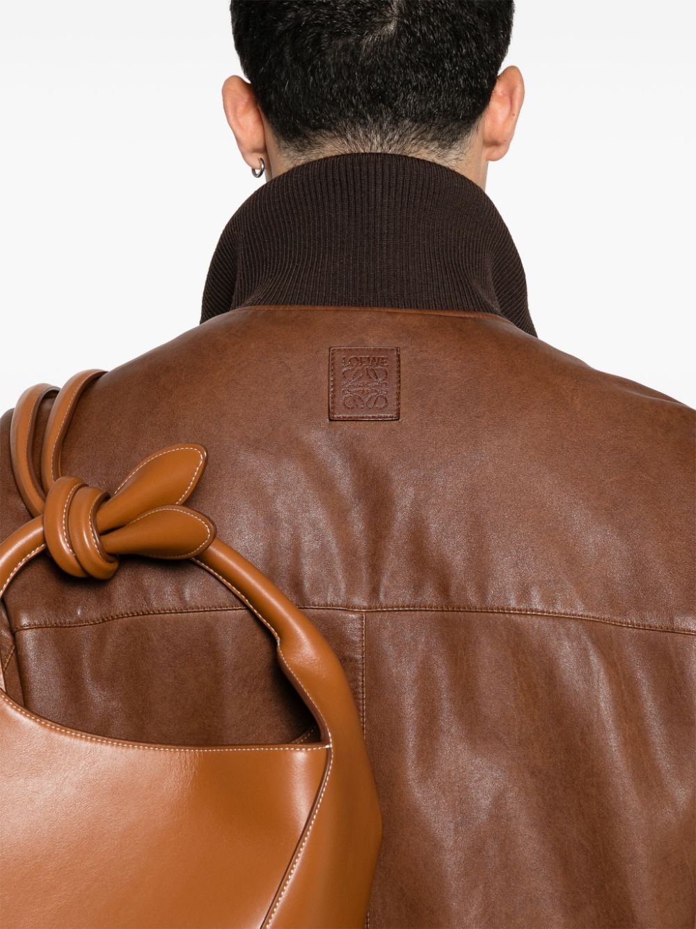 zip-up leather jacket - 5