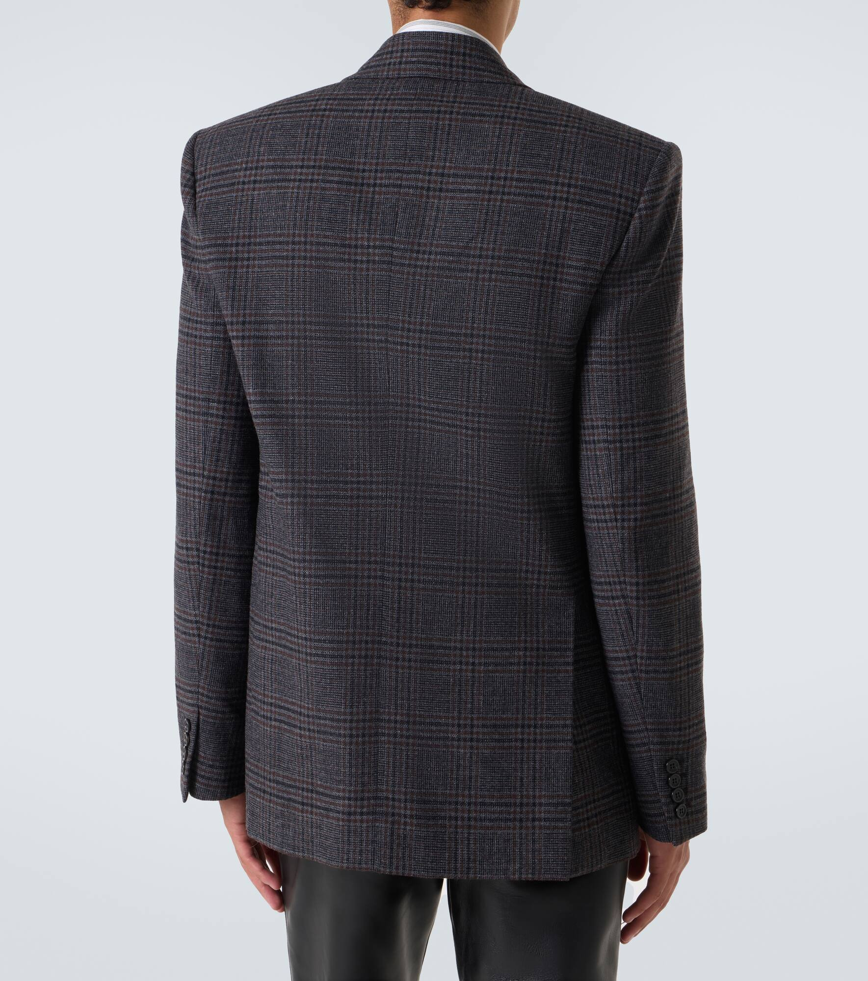 Checked wool and cashmere blazer - 4