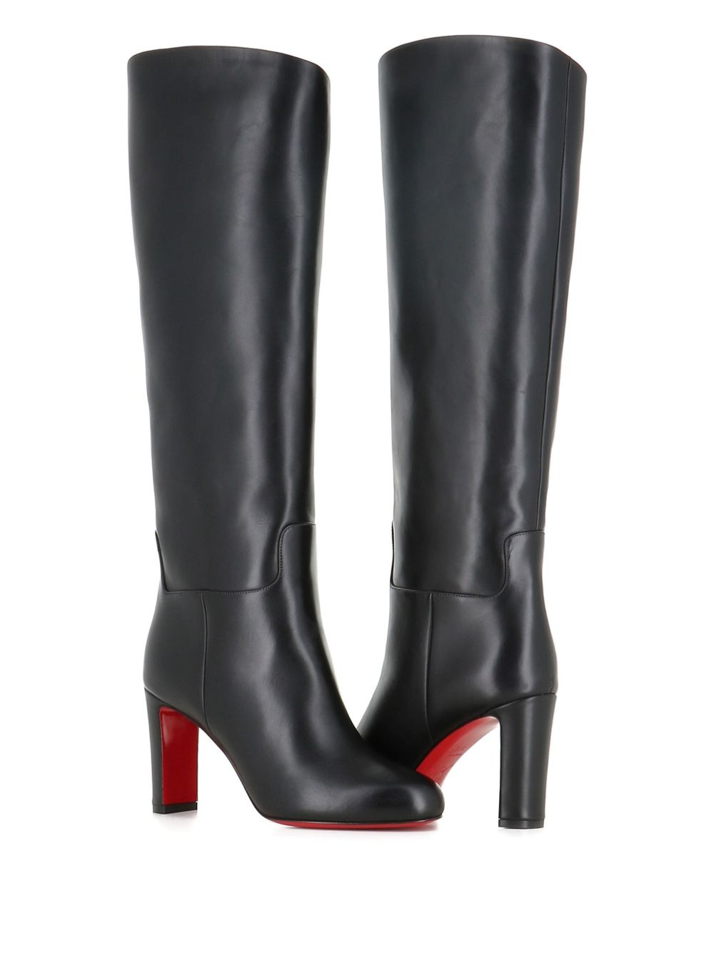 leather block-heel knee-high boots - 5