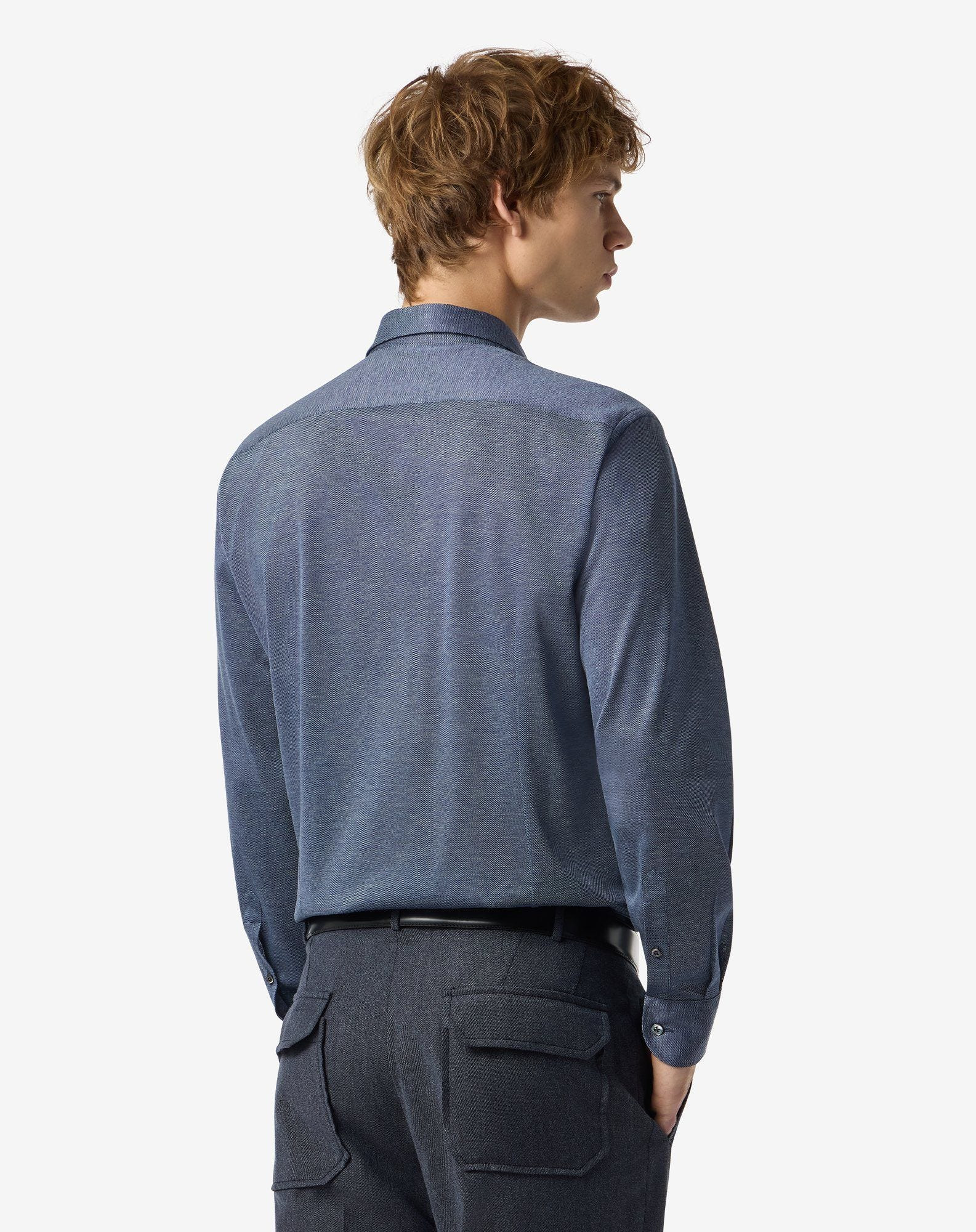 Blue cotton jersey shirt - 3