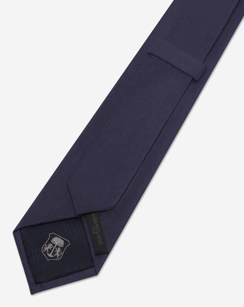 Blue printed silk tie - 4