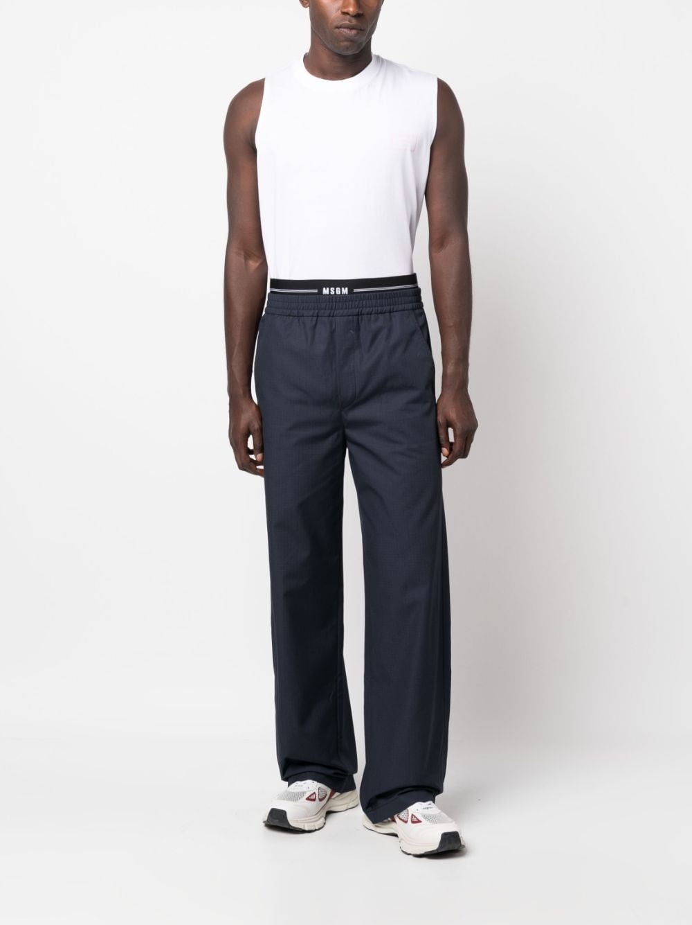 logo-waistband straight-leg trousers - 2