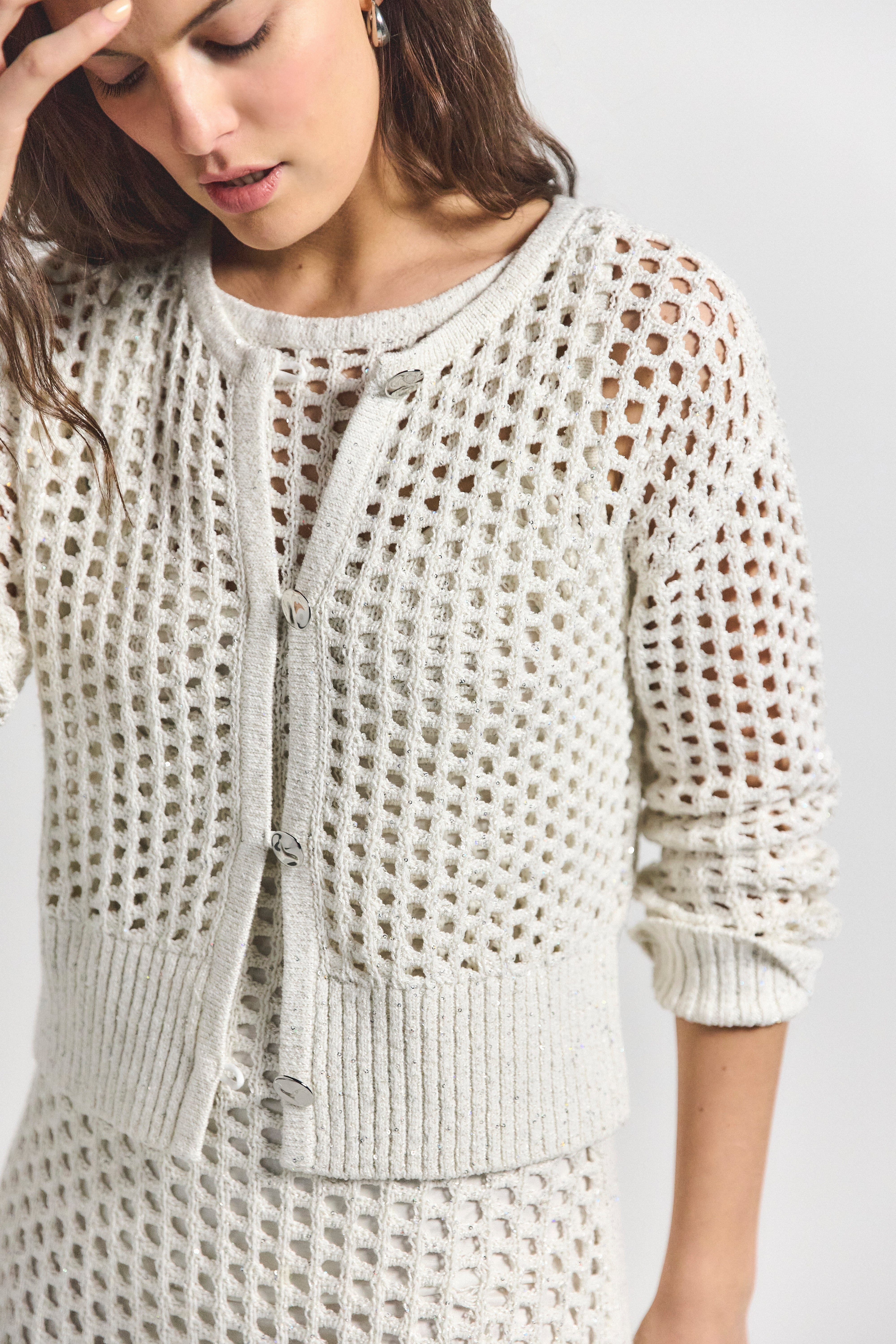 SYVIE CROCHET SEQUIN CARDIGAN - 4