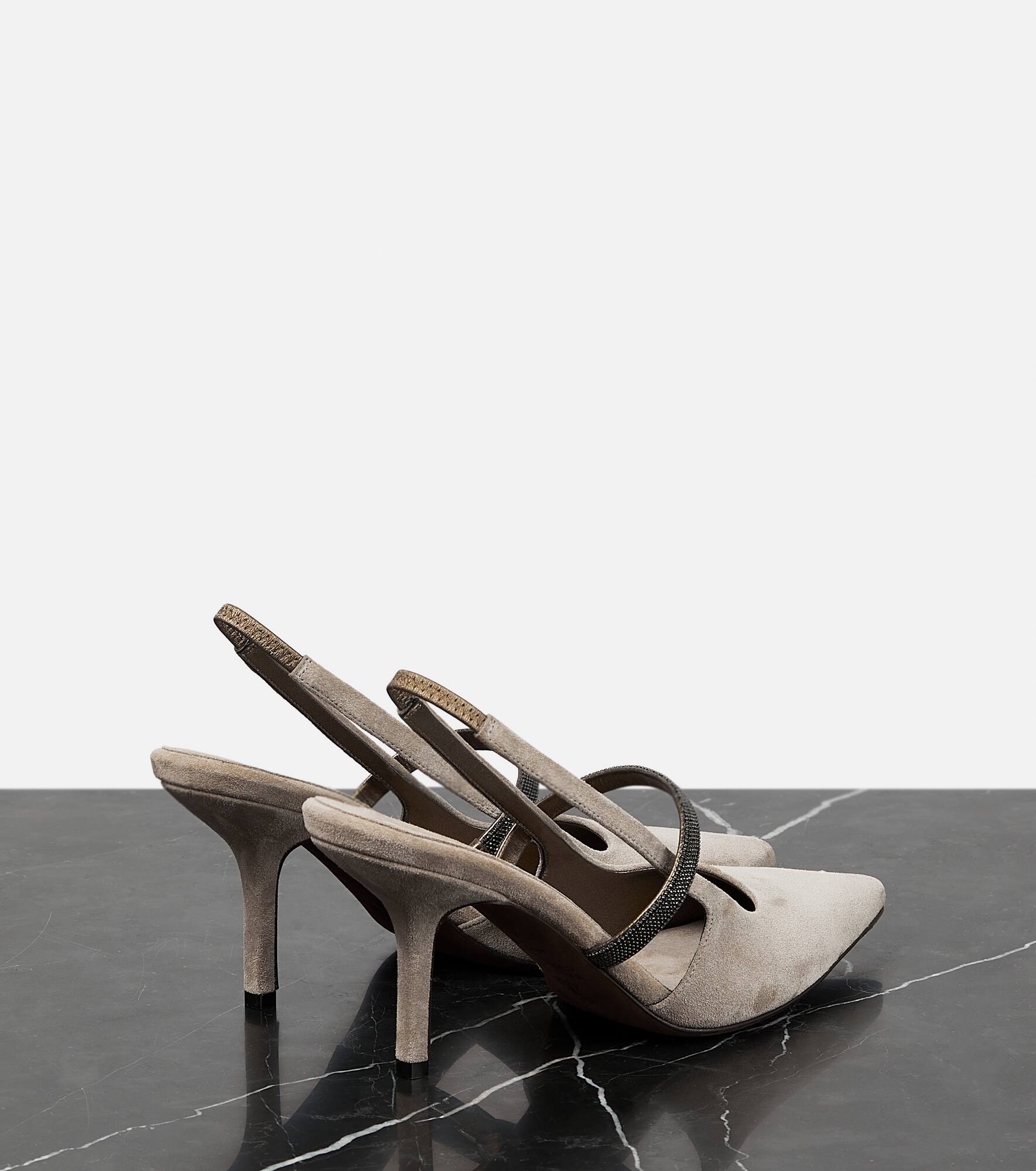 Embellished suede slingback pumps - 3