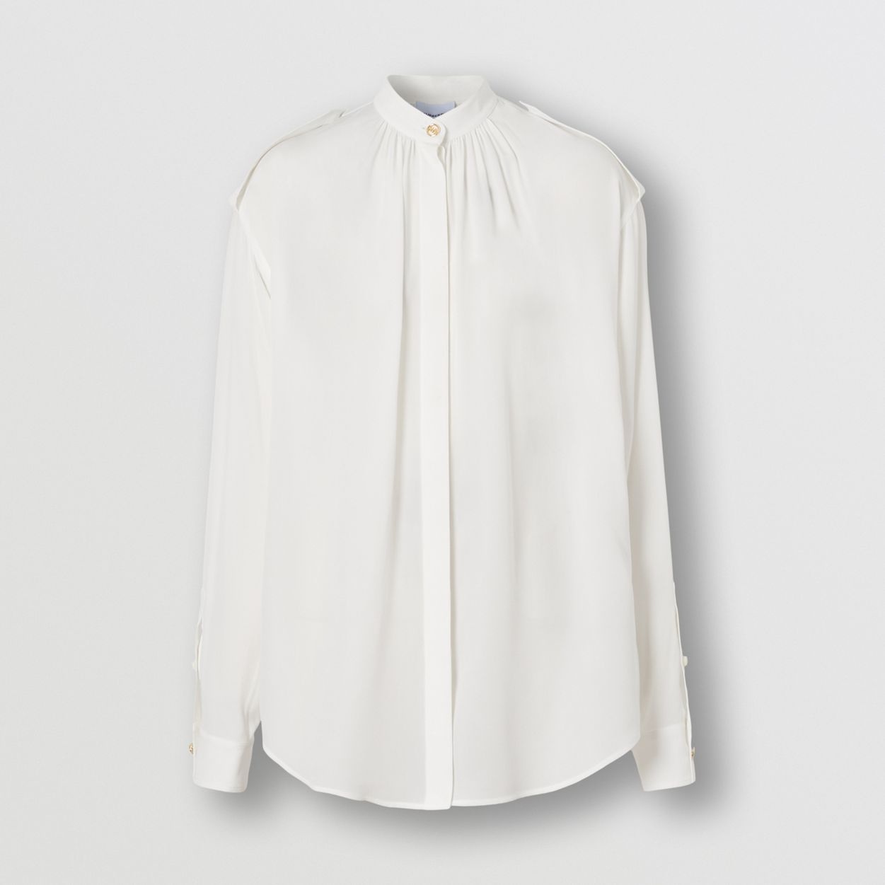 Epaulette Detail Silk Crepe de Chine Shirt - 1