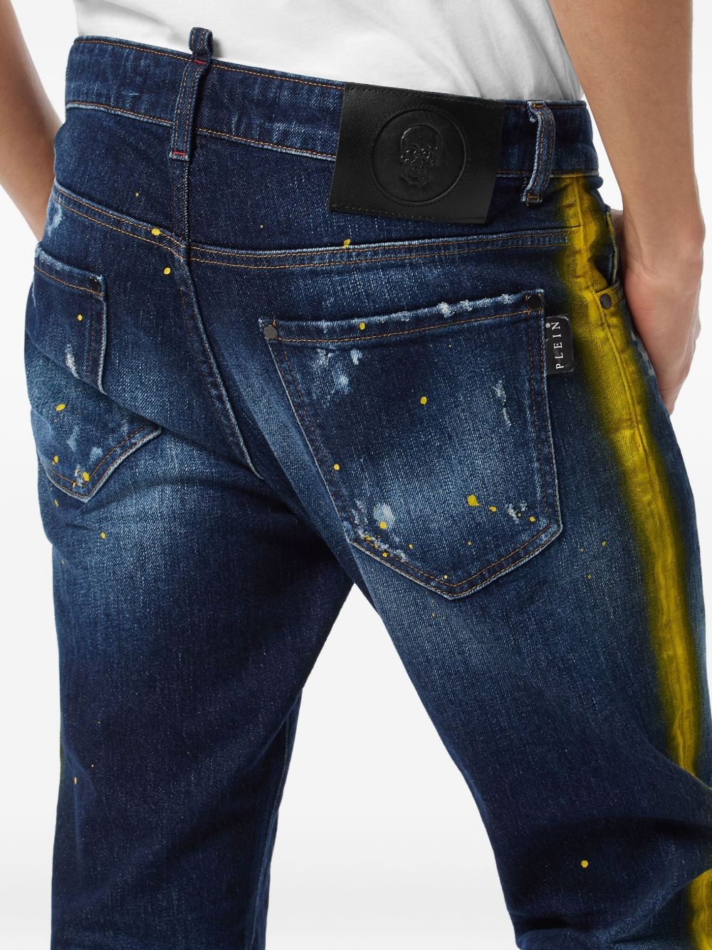 paint-splatter stripe jeans - 4