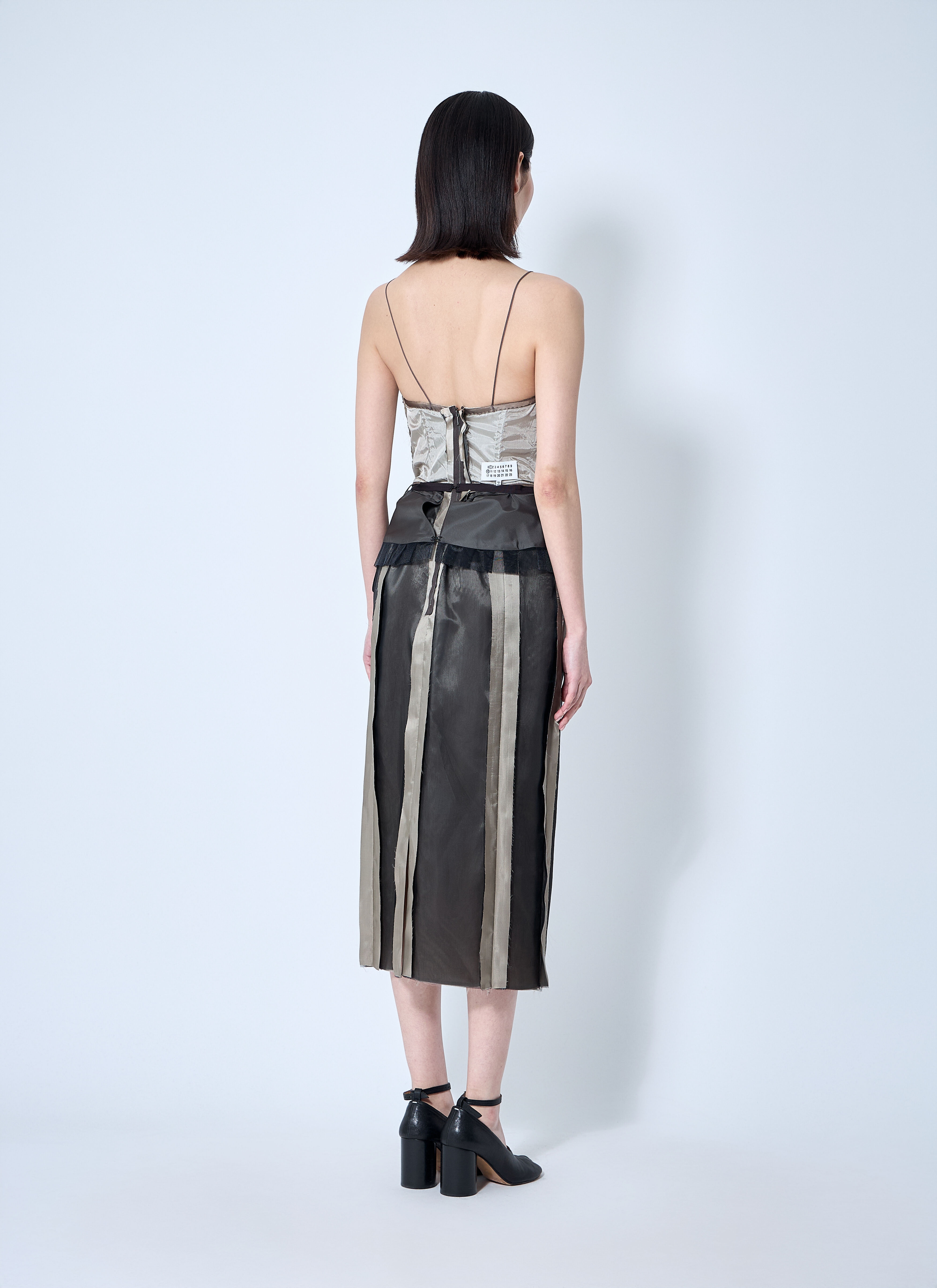 Contrast Panel Silk Midi Dress - 4