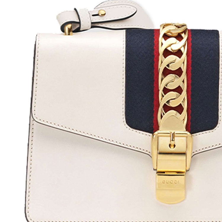 (WMNS) Gucci Sylvie Series Satchel Small White 421882-CVLEG-8605 - 9