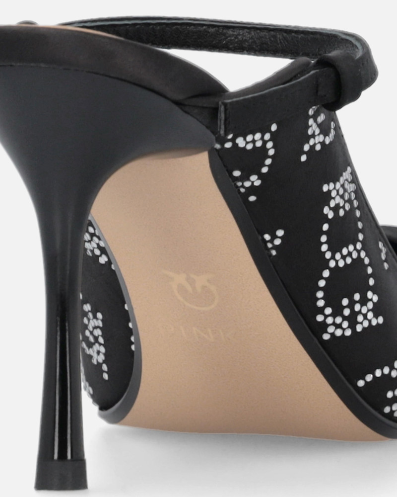 RHINESTONED SATIN SLIP-ONS WITH HEEL 7