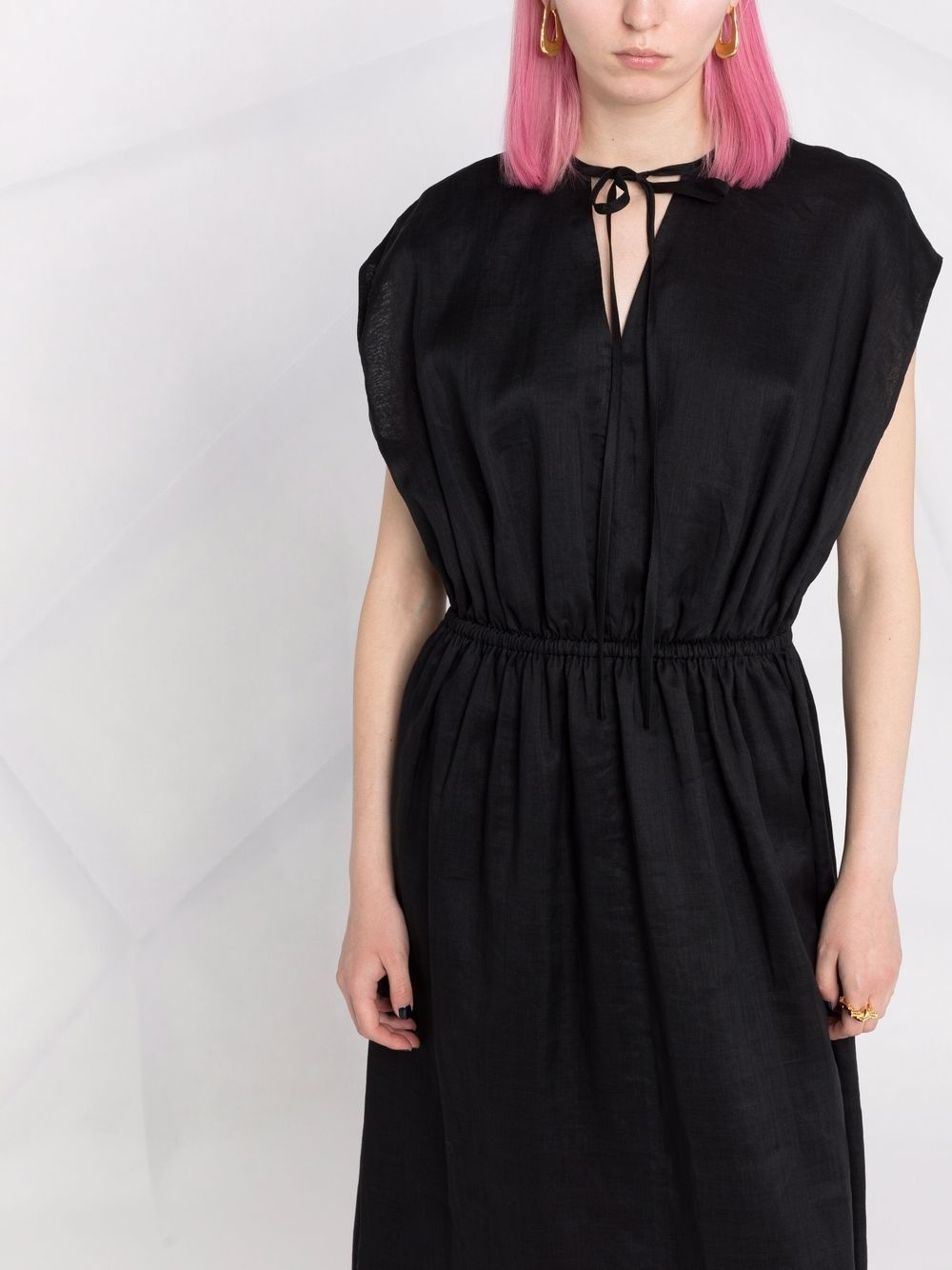 sleeveless gathered-detail dress - 5
