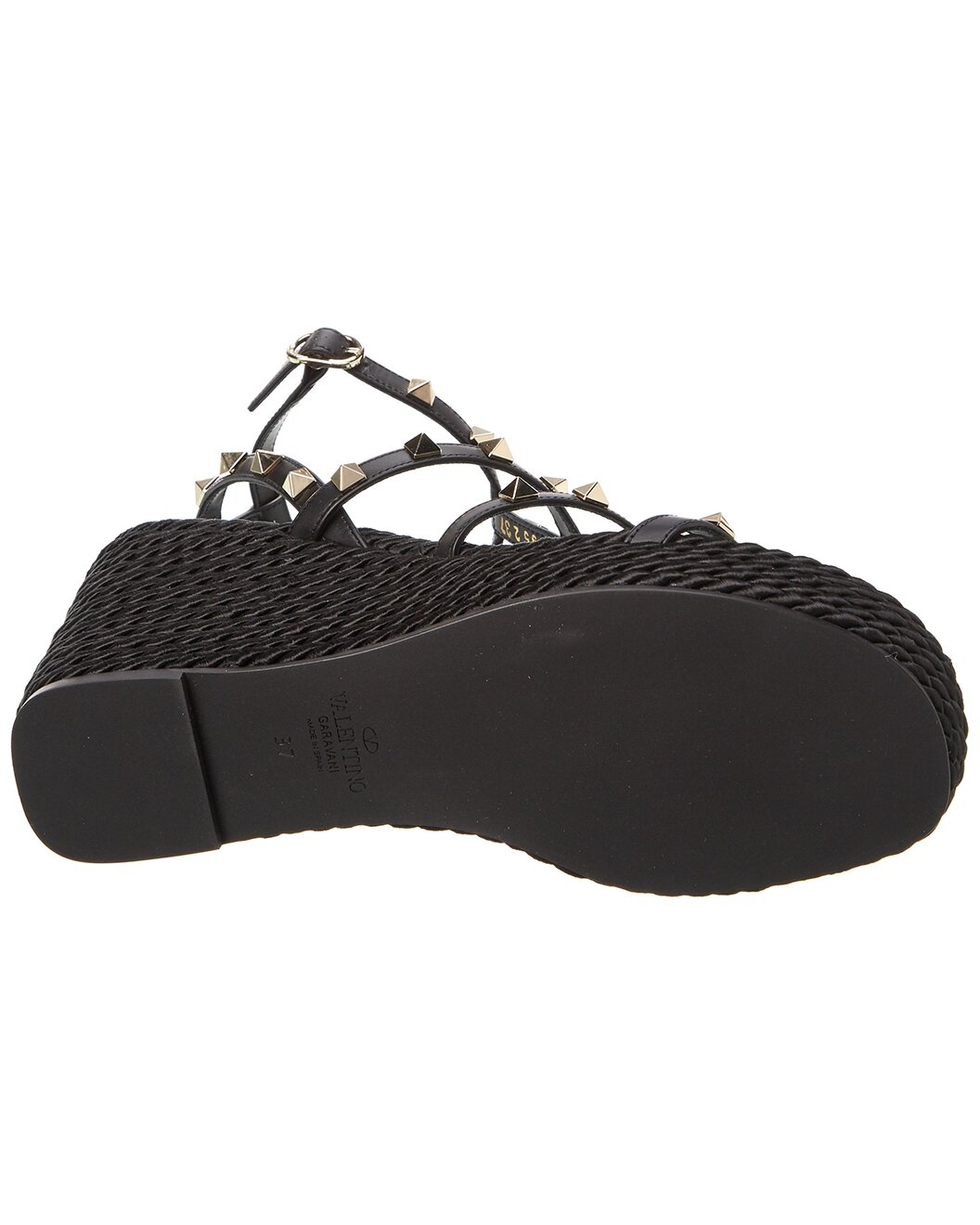 Valentino Rockstud 95 Leather Wedge Sandal - 4