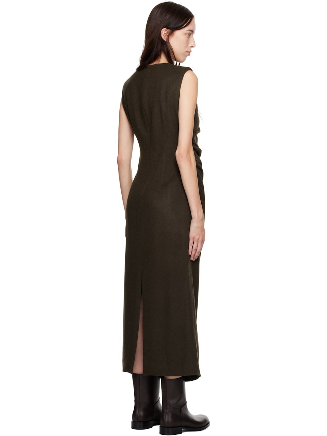 Brown Baby Camel Flannel Midi Dress - 3