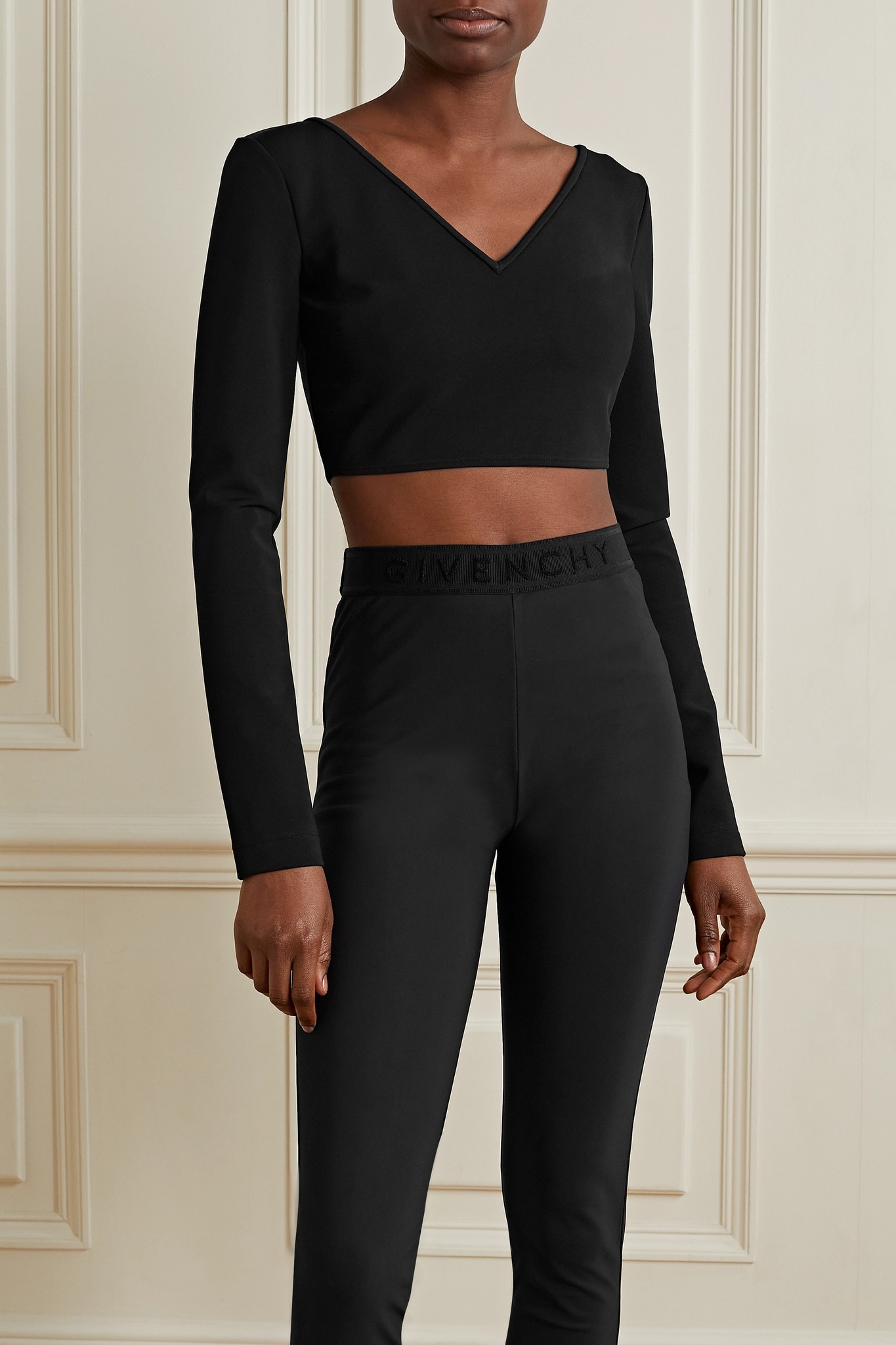 Cropped stretch-knit top - 3