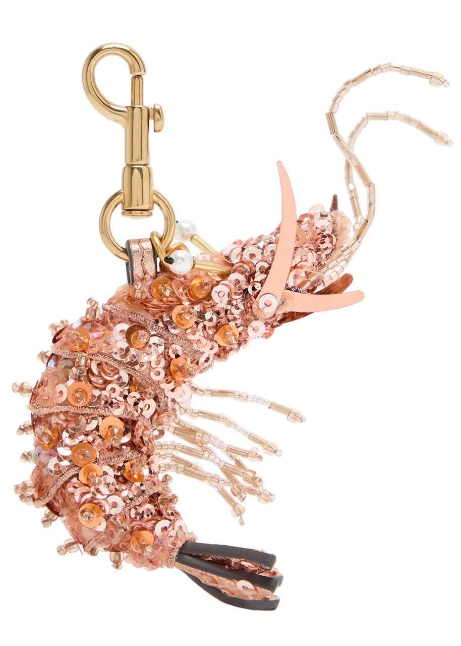 Anya Hindmarch Shrimp Embellished Leather and Satin bag Charm - 1