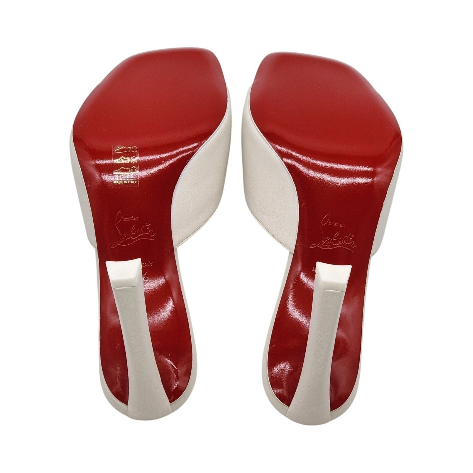 Christian Louboutin Condora 85mm Leather Heeled Sandals Mules White - 13