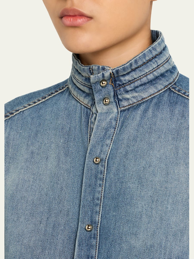 Roberta Short-Sleeve Denim Shirt 5