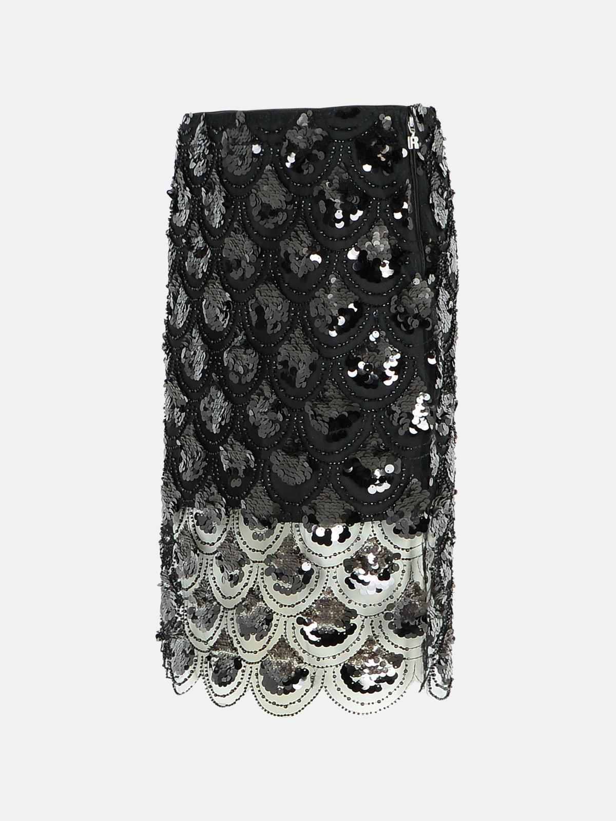 'SEQUIN' BLACK POLYESTER SKIRT - 2