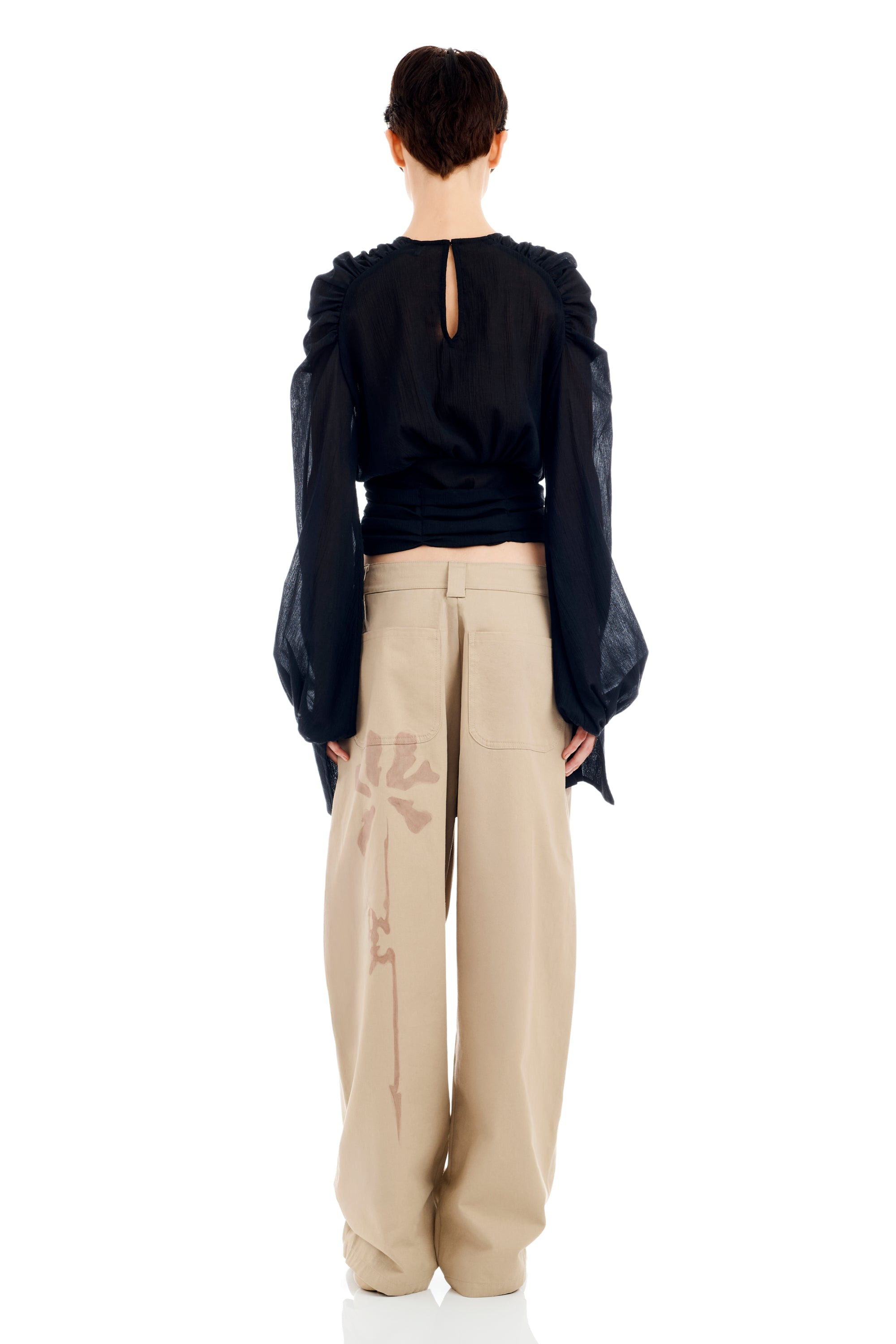 BLACK FLOWER DRIP IRIS TOP - 4