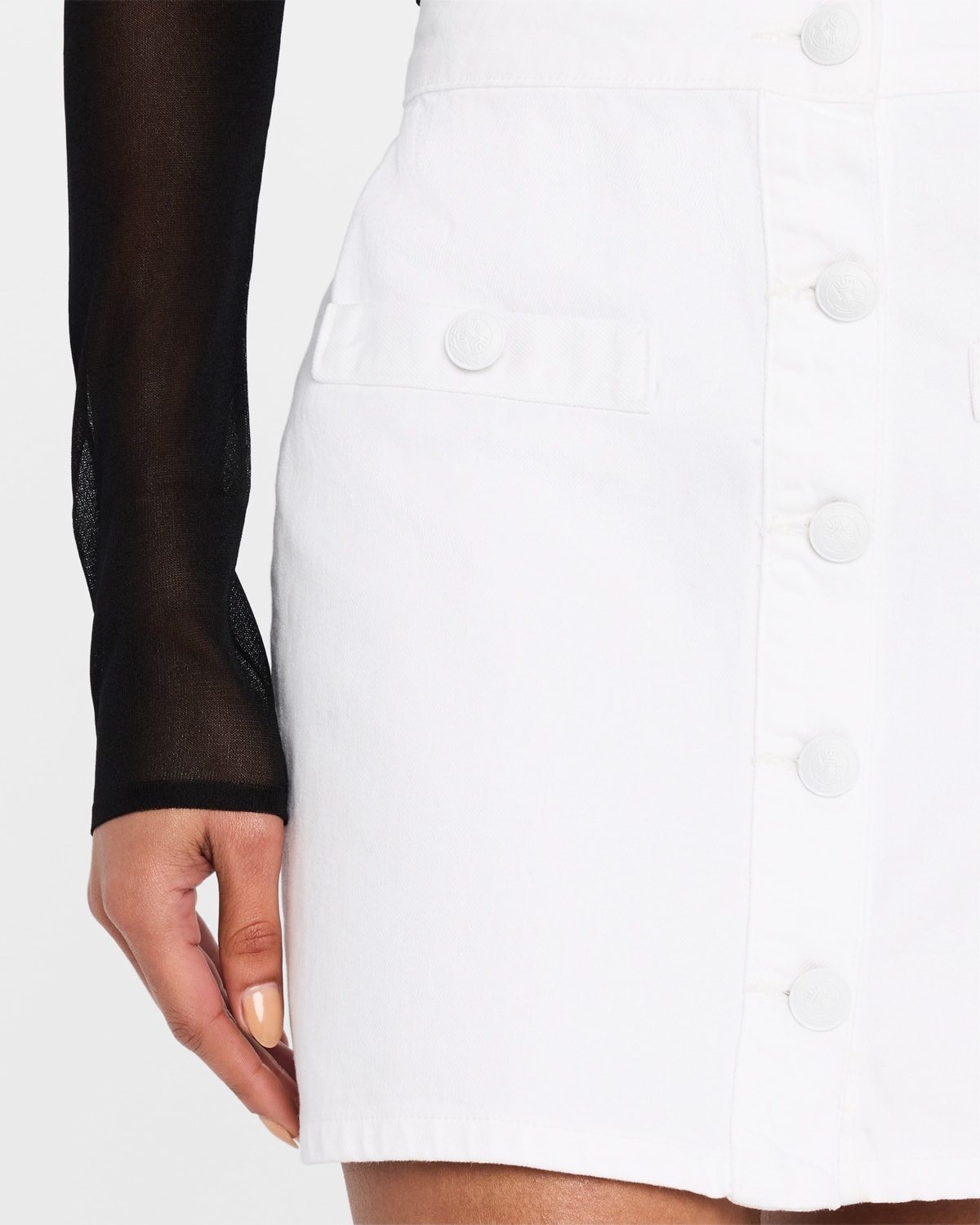 Kris Button-Front Denim Mini Skirt - 5