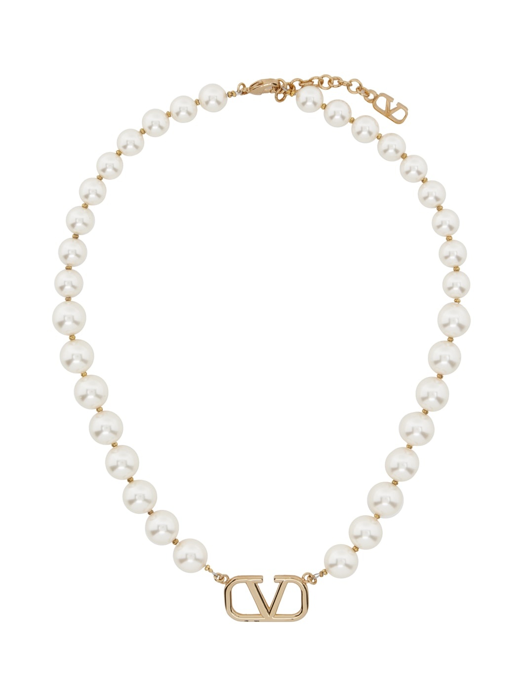 White & Gold VLogo Signature Necklace - 1