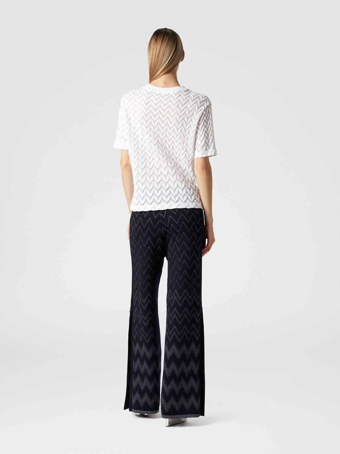 Wool and viscose joggers with zigzag pattern and lurex - 3