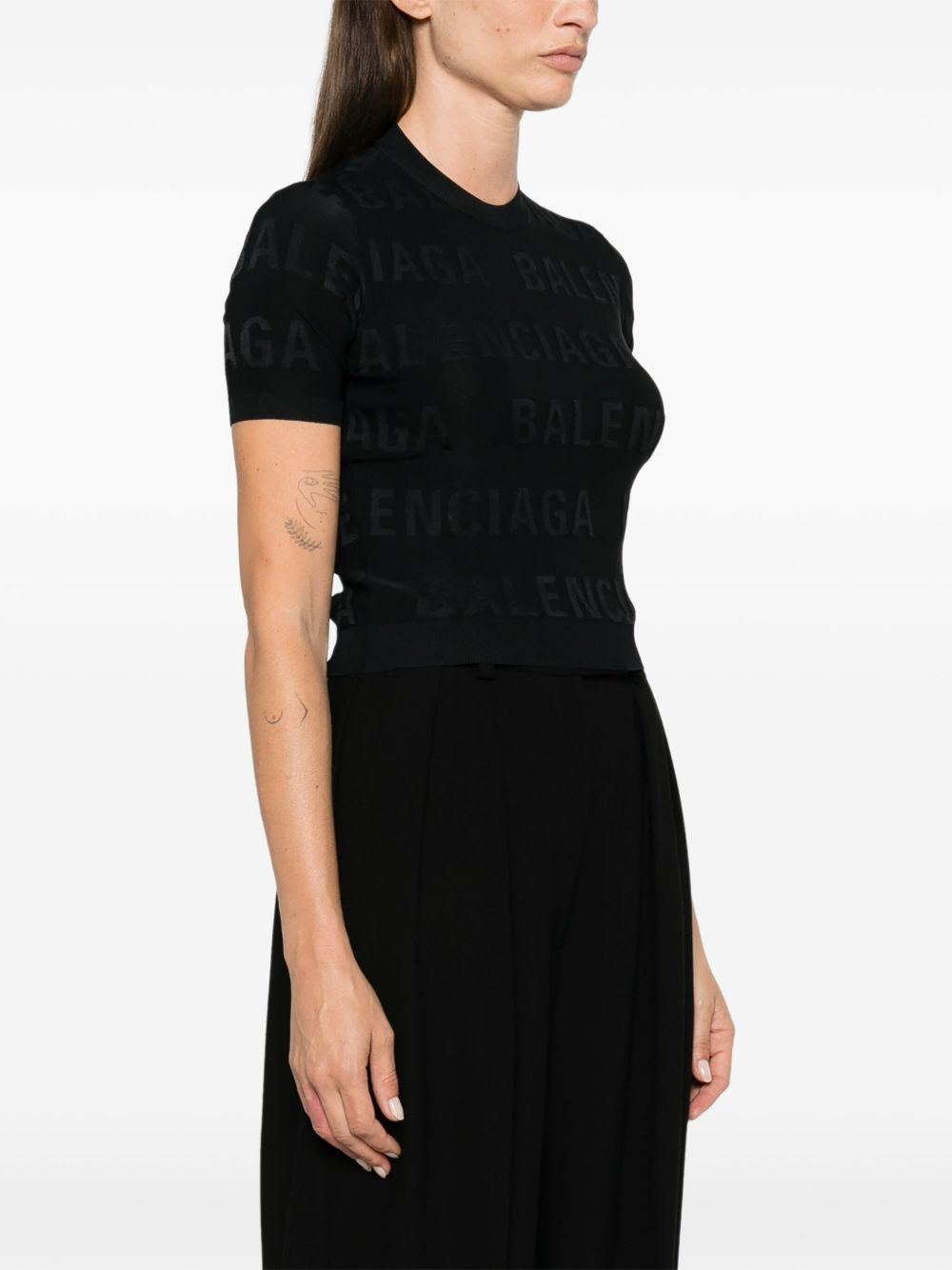 logo-embroidered cropped top - 3