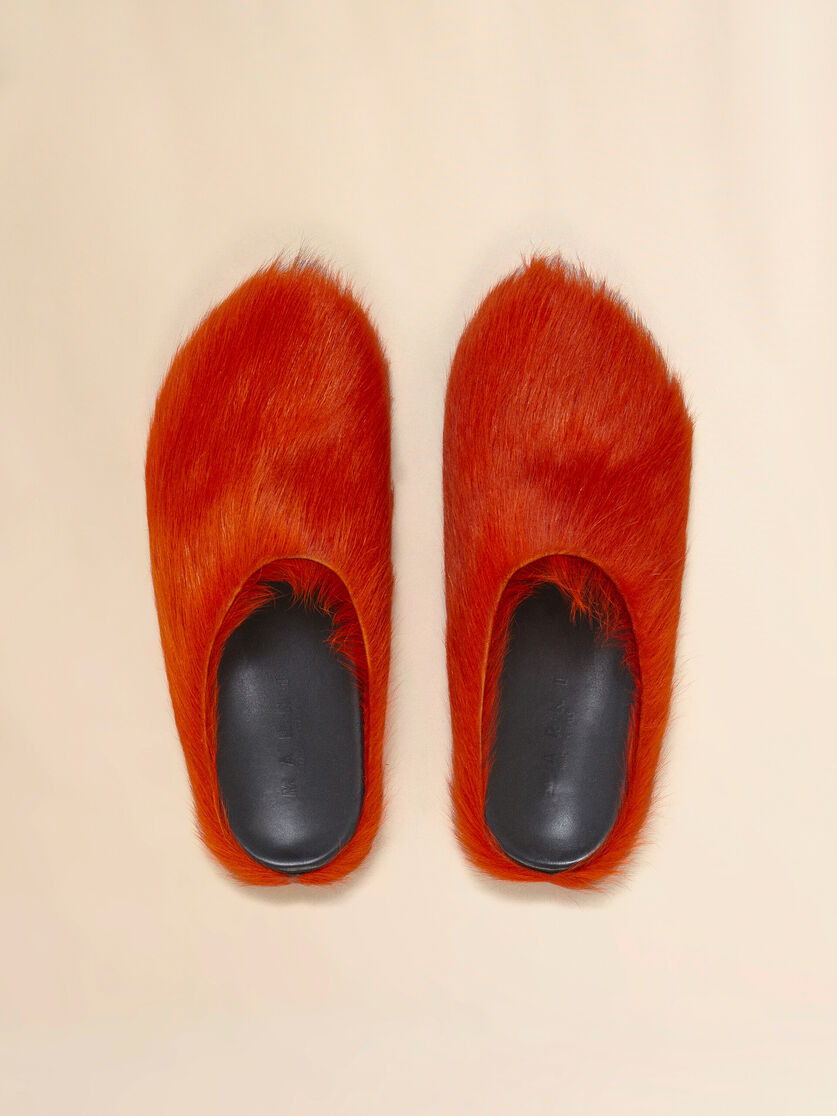 ORANGE LONG HAIR CALFSKIN FUSSBETT SABOT - 4