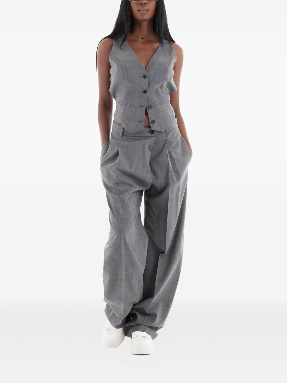 button-down sleeveless vest - 2