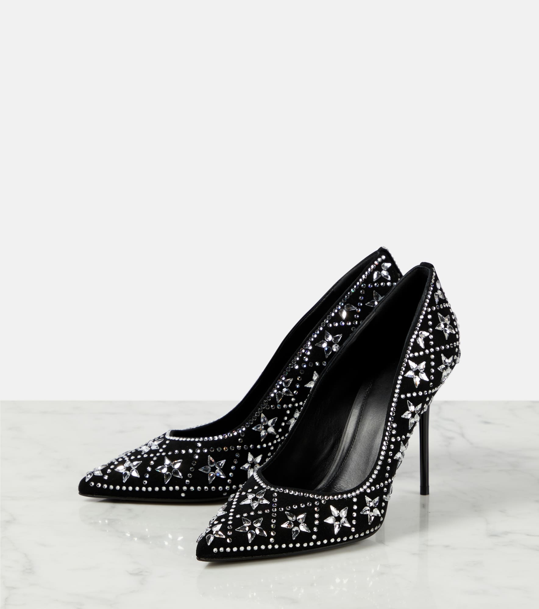 Ruby crystal-embellished suede pumps - 5