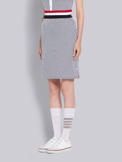 Thom Browne Navy Seersucker Knit RWB Waistband Skirt outlook