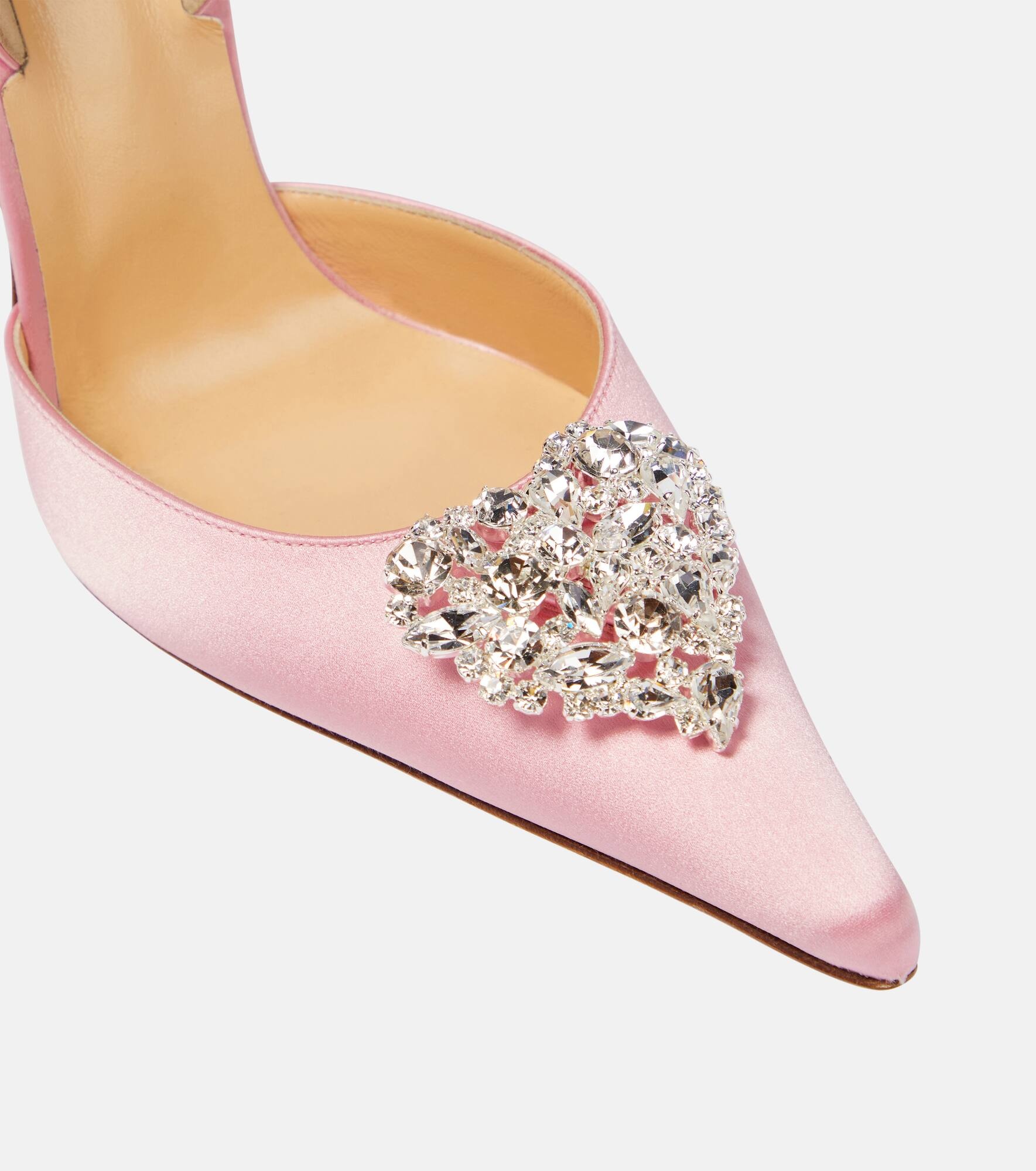 Crystal-embellished satin slingback pumps - 6