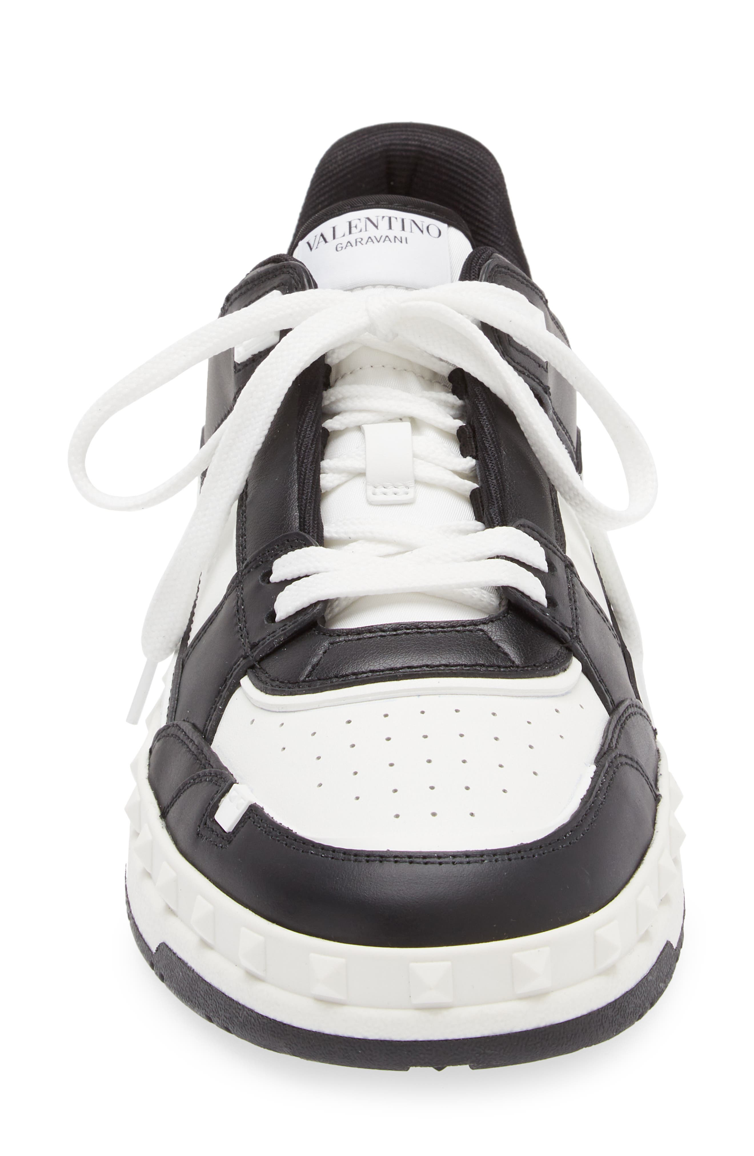 Valentino Garavani Rockstud Low Top Sneaker in Bianco/Nero at Nordstrom - 4