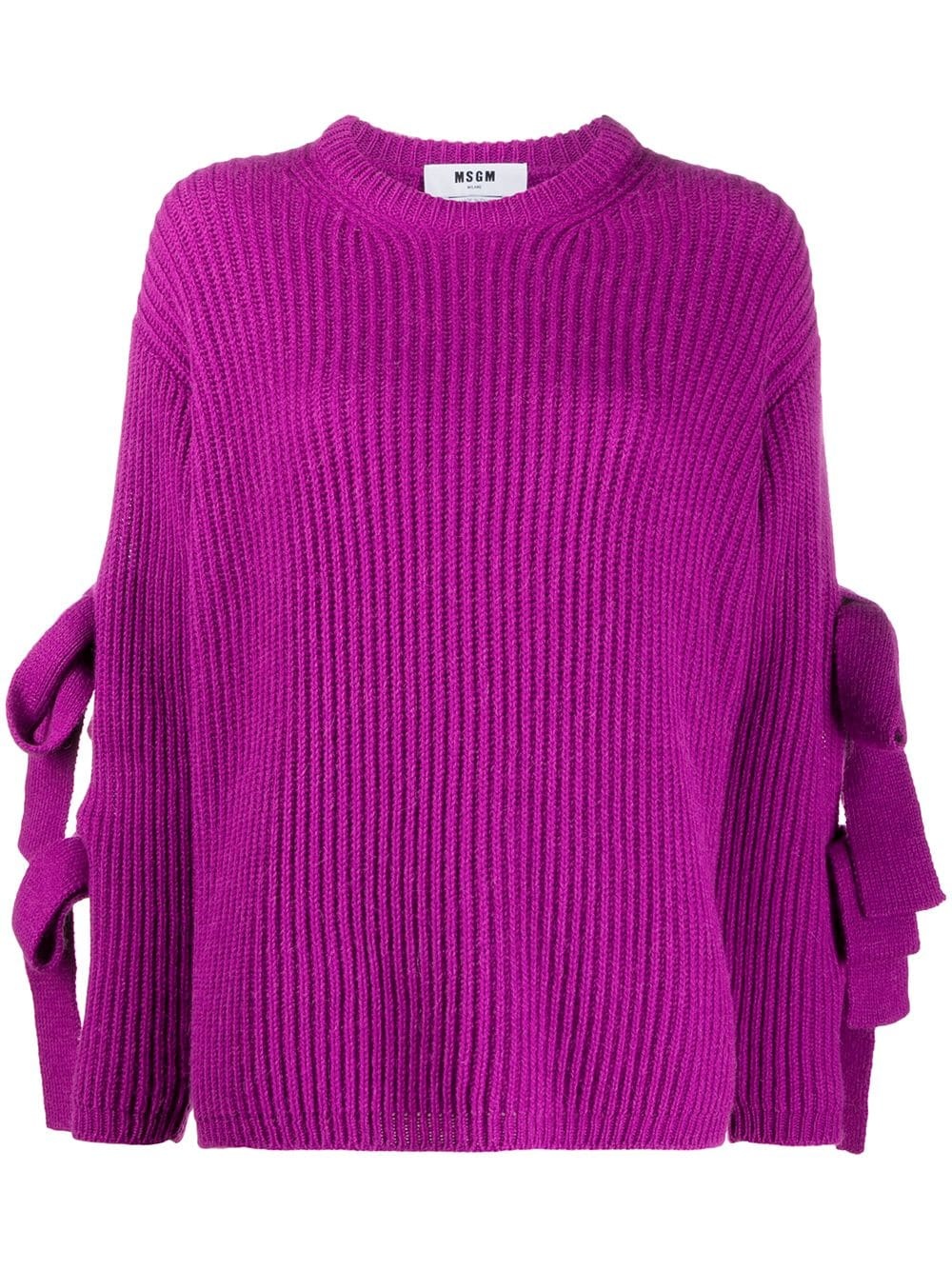 tie sleeve ribbed jumper - 1