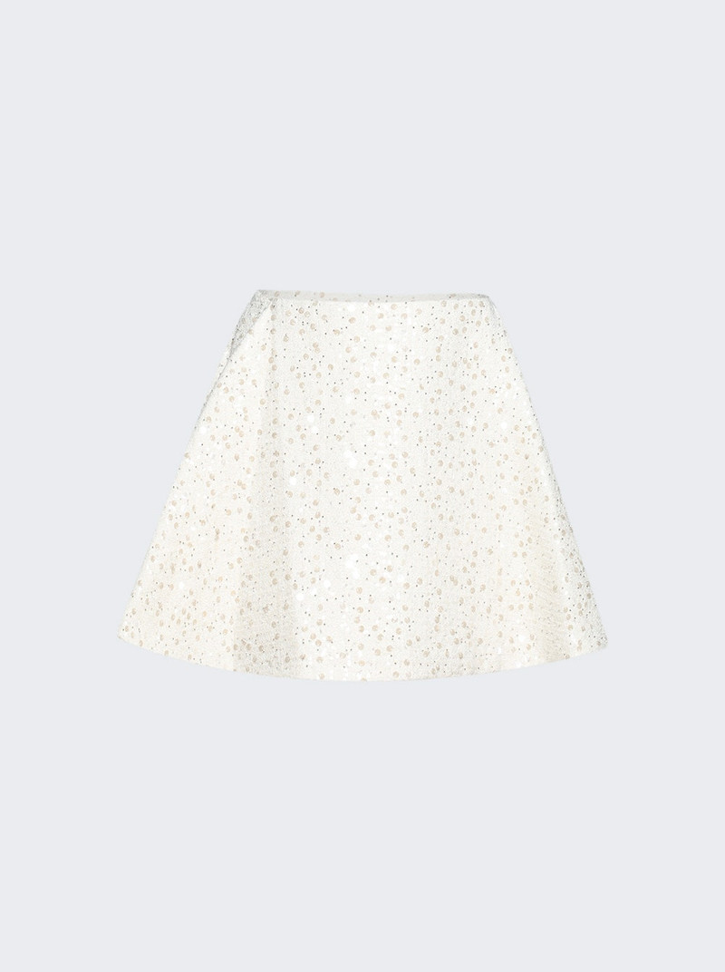 Sequin Boucle A-line Mini Skirt White 1