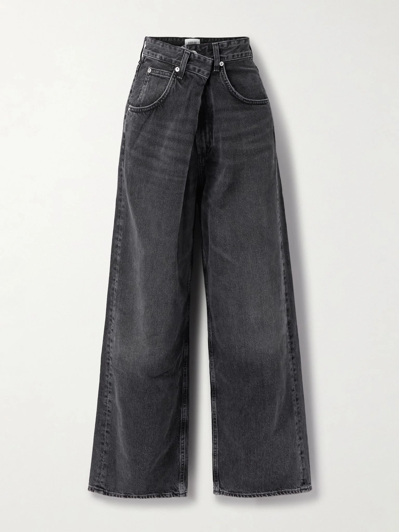 Vana draped low-rise wide-leg jeans Black - 1