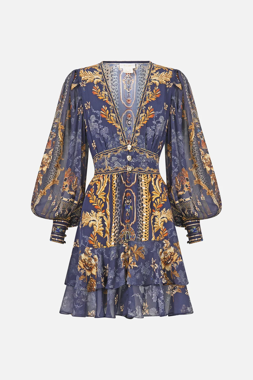 BUTTON FRONT FRILL DRESS CLOAKED IN BAROQUE - 1