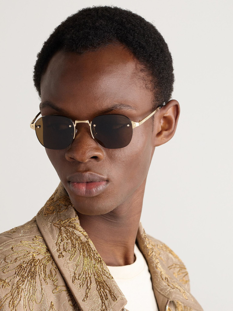 Cartier Santos de Cartier Rimless Oval-Frame Gold-Tone Sunglasses Gold outlook