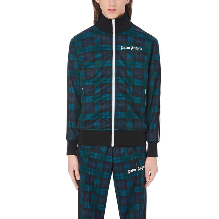Palm Angels Black Watch Tartan Track Jacket 'Navy Green' PMBD001E20FAB0041201 - 3