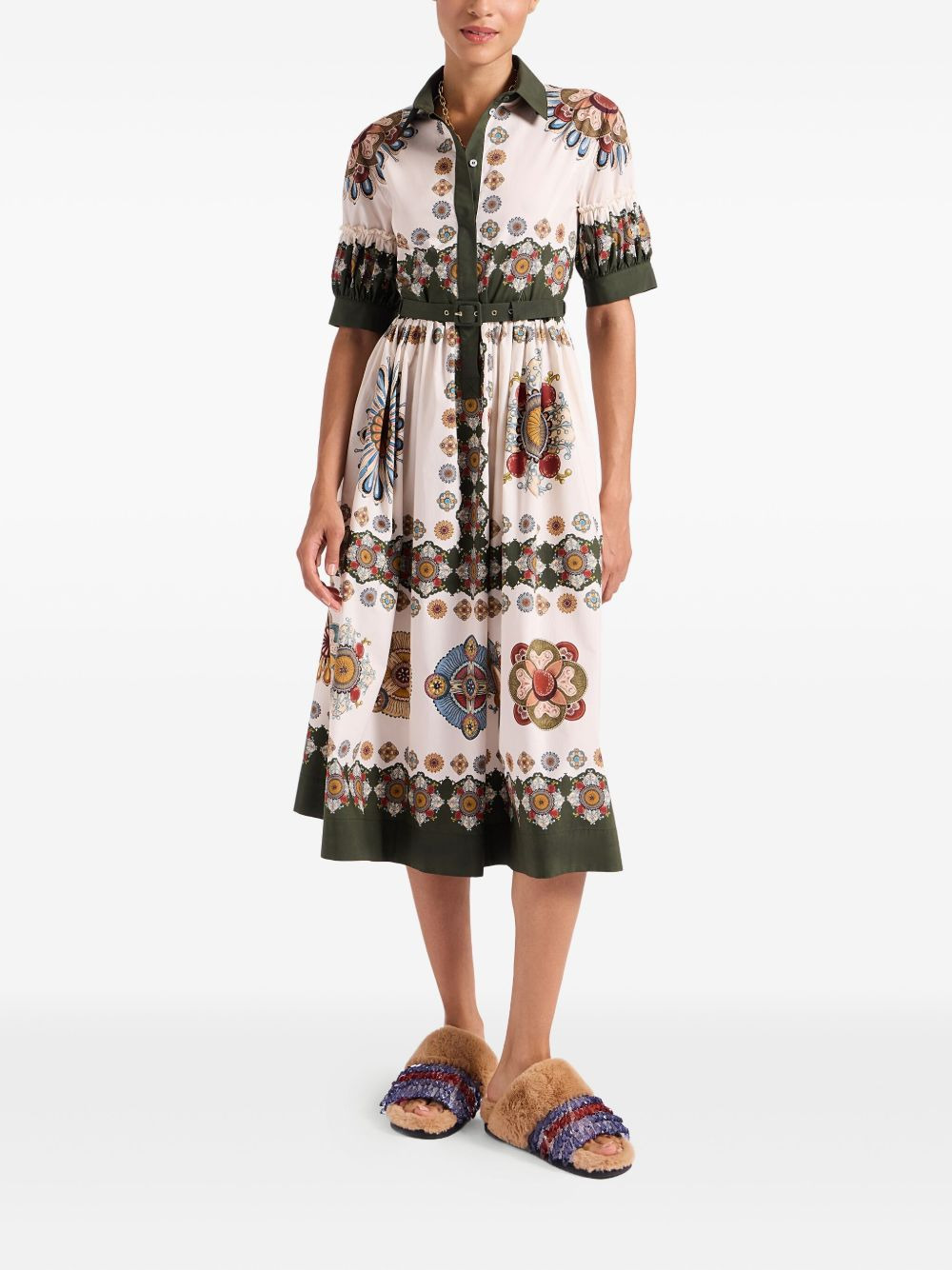 placeé print puff-sleeve dress - 2