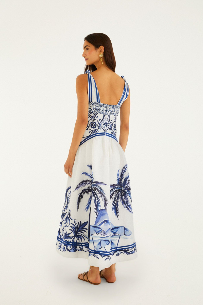 FARM RIO Off-White Wonderful City Euroflax Premium Linen Maxi Dress outlook