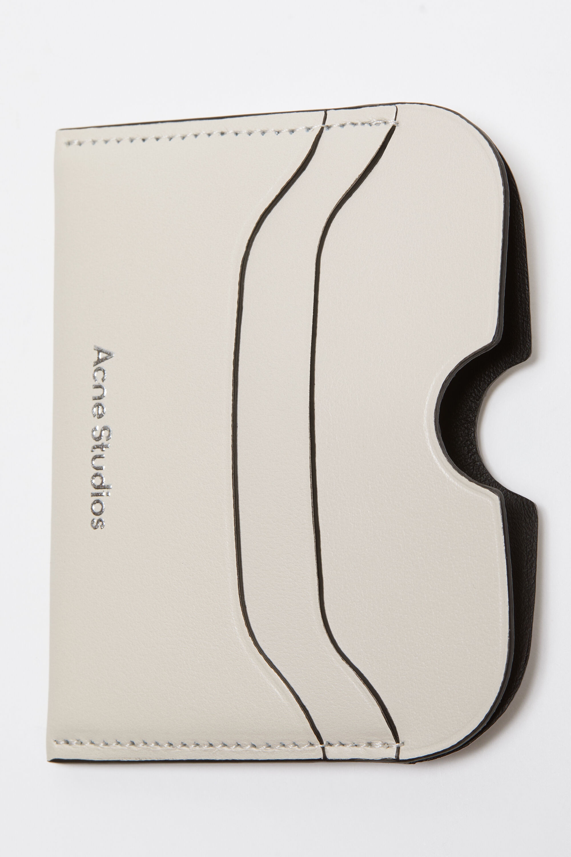 Leather card holder - White/black - 6