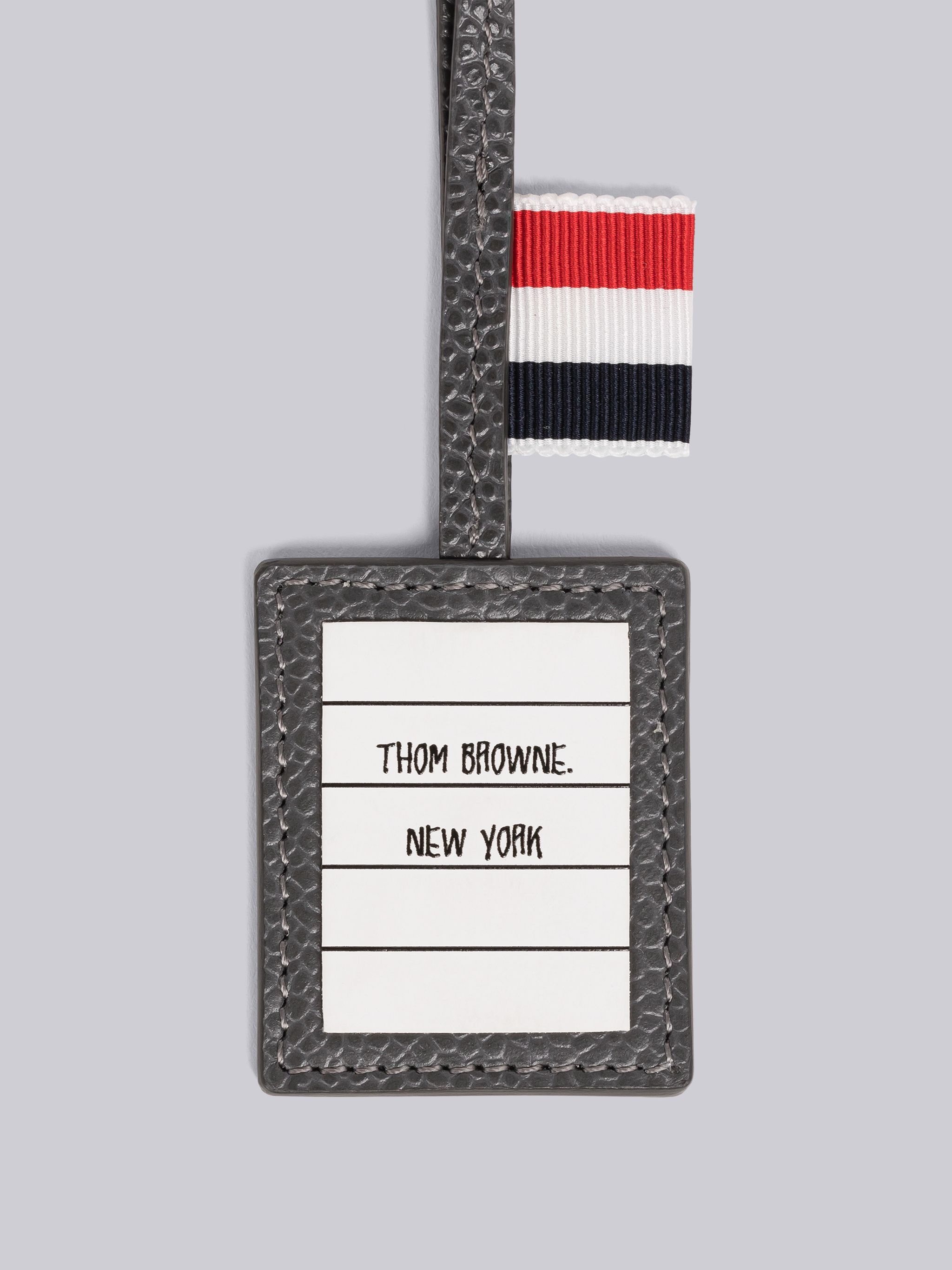 Pebble Grain Leather 4-Bar Label Key Ring - 2