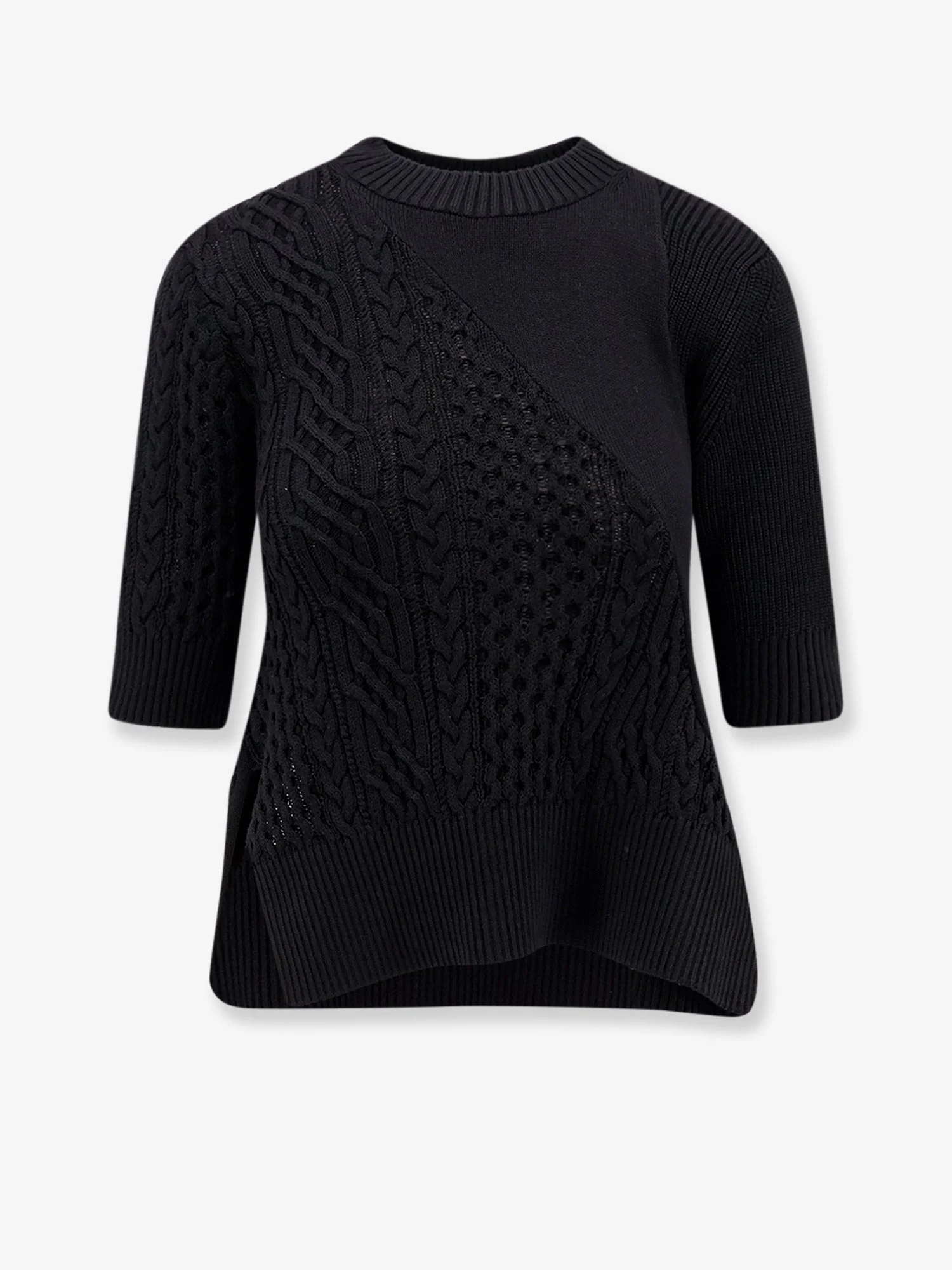 Sacai Cotton Blend Asymmetrical Sweater - 1