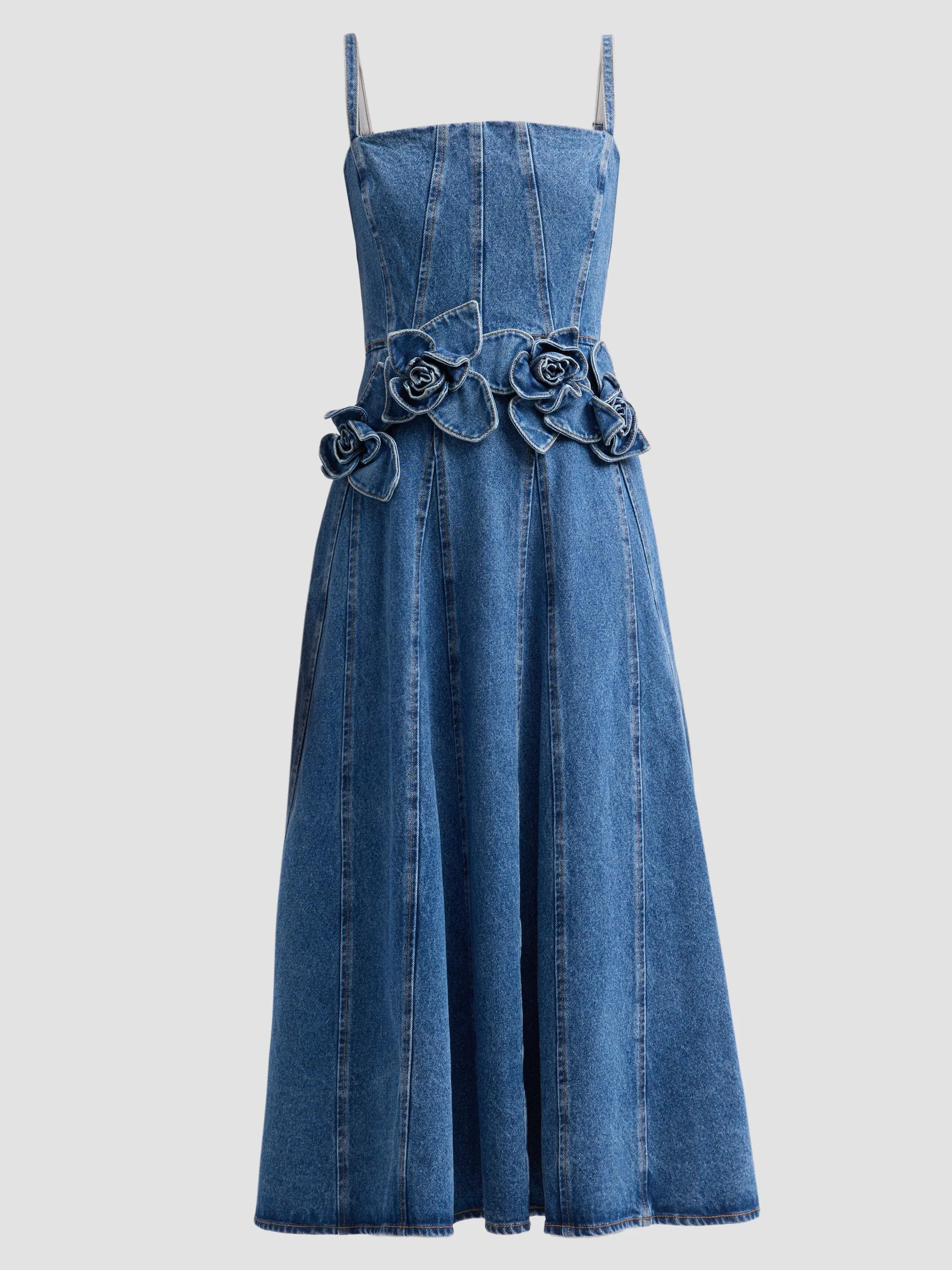 Women's Eryn Denim Midi Dress - Blue Denim - 1